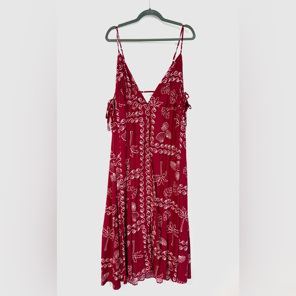 Label of Love Anthropologie Dark Red Waves Boho Dress - Picture 2 of 4